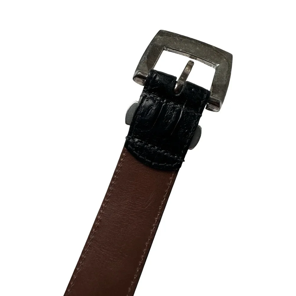 Bespoke Black Genuine Crocodile Mens 1.25 Inch Width Belt Size 34 NWOT USA